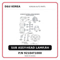 SUB ASSY-HEAD LAMP,RH