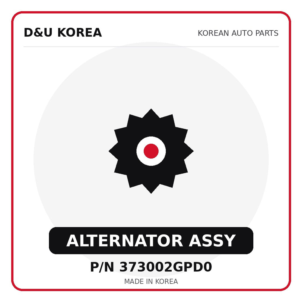 Genuine Mobis ALTERNATOR ASSY 373002GPD0 - Korean auto parts from D&U Korea