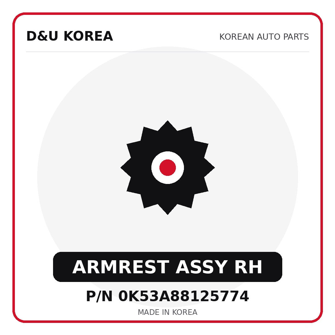 Genuine Mobis ARMREST ASSY RH 0K53A88125774 for Korean vehicles | D&U Korea