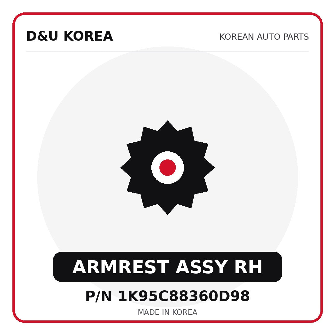Genuine Mobis ARMREST ASSY RH 1K95C88360D98 - Korean auto parts from D&U Korea