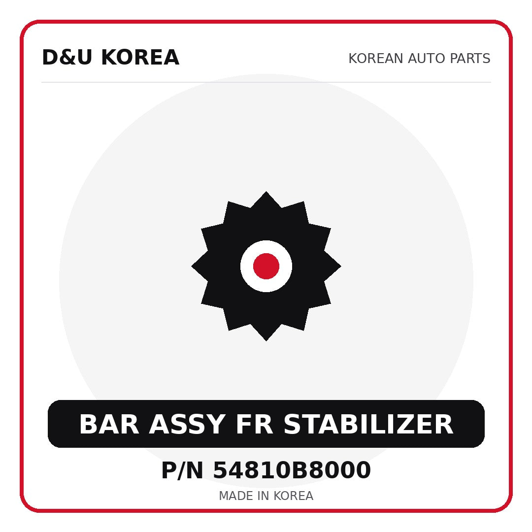 Genuine Mobis BAR ASSY FR STABILIZER 54810B8000 - Korean auto parts from D&U Korea