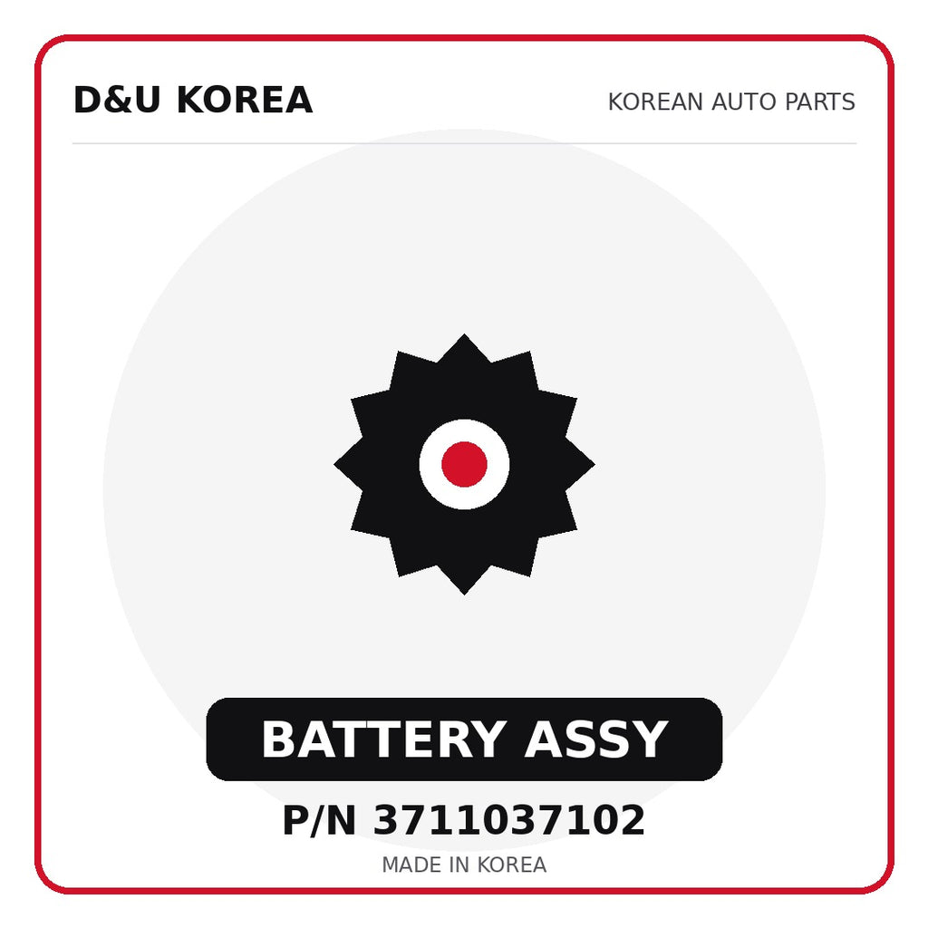 Genuine Mobis BATTERY ASSY 3711037102 - Korean auto parts from D&U Korea