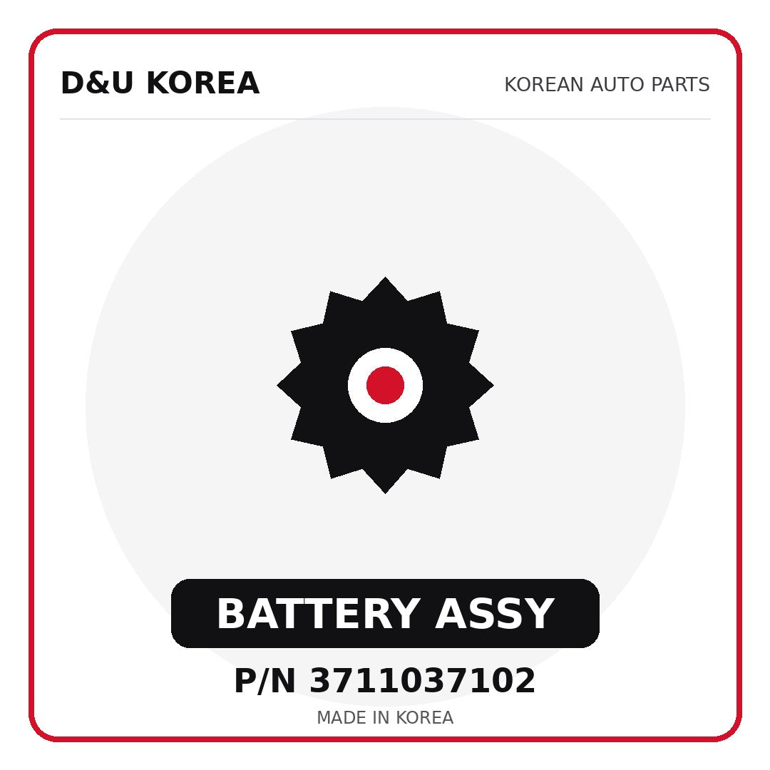 Genuine Mobis BATTERY ASSY 3711037102 - Korean auto parts from D&U Korea