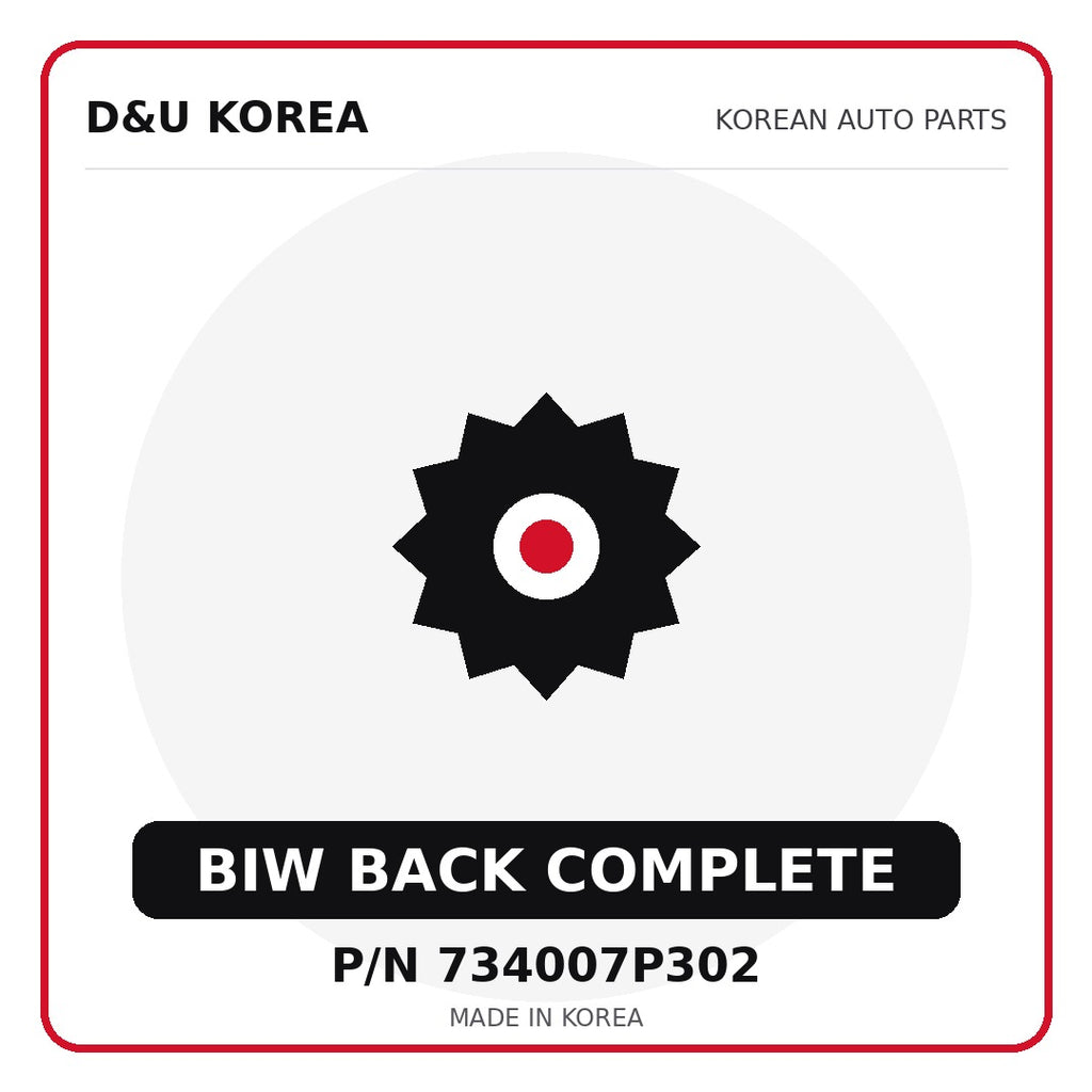 Genuine Mobis BIW BACK COMPLETE 734007P302 for Korean vehicles | D&U Korea