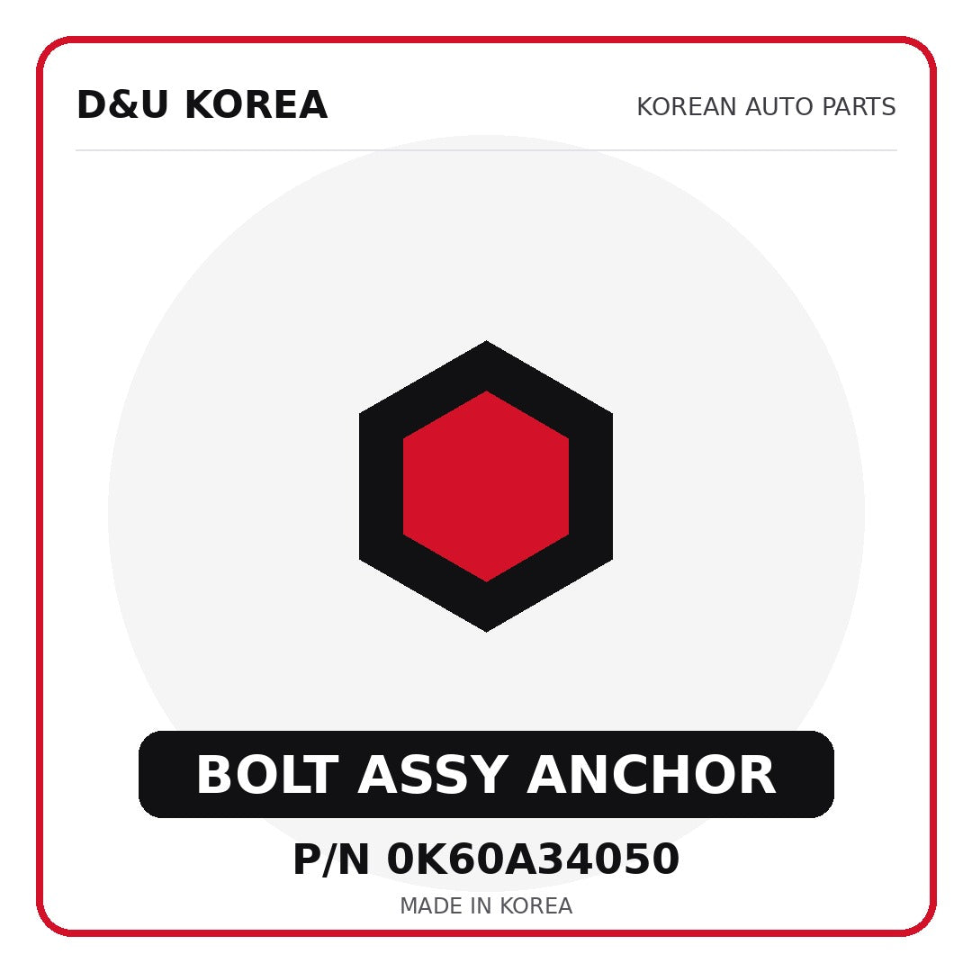 Genuine Mobis BOLT ASSY ANCHOR 0K60A34050 - Korean auto parts from D&U Korea