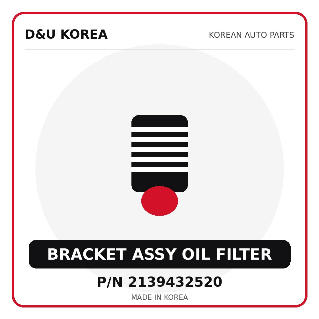 Genuine Mobis BRACKET ASSY OIL FILTER 2139432520 - Korean auto parts from D&U Korea