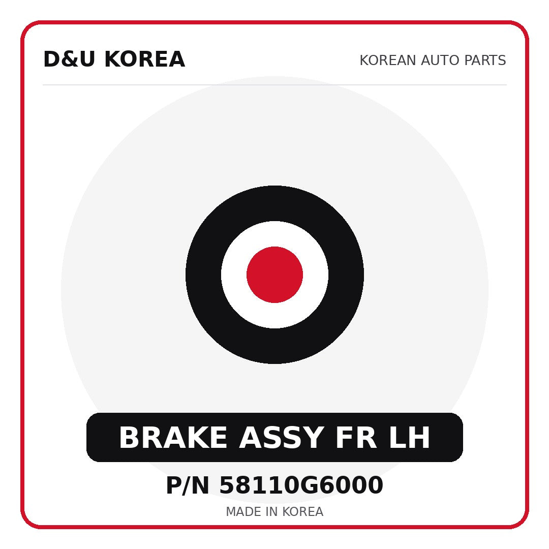 Genuine Mobis BRAKE ASSY FR LH 58110G6000 - Korean auto parts from D&U Korea
