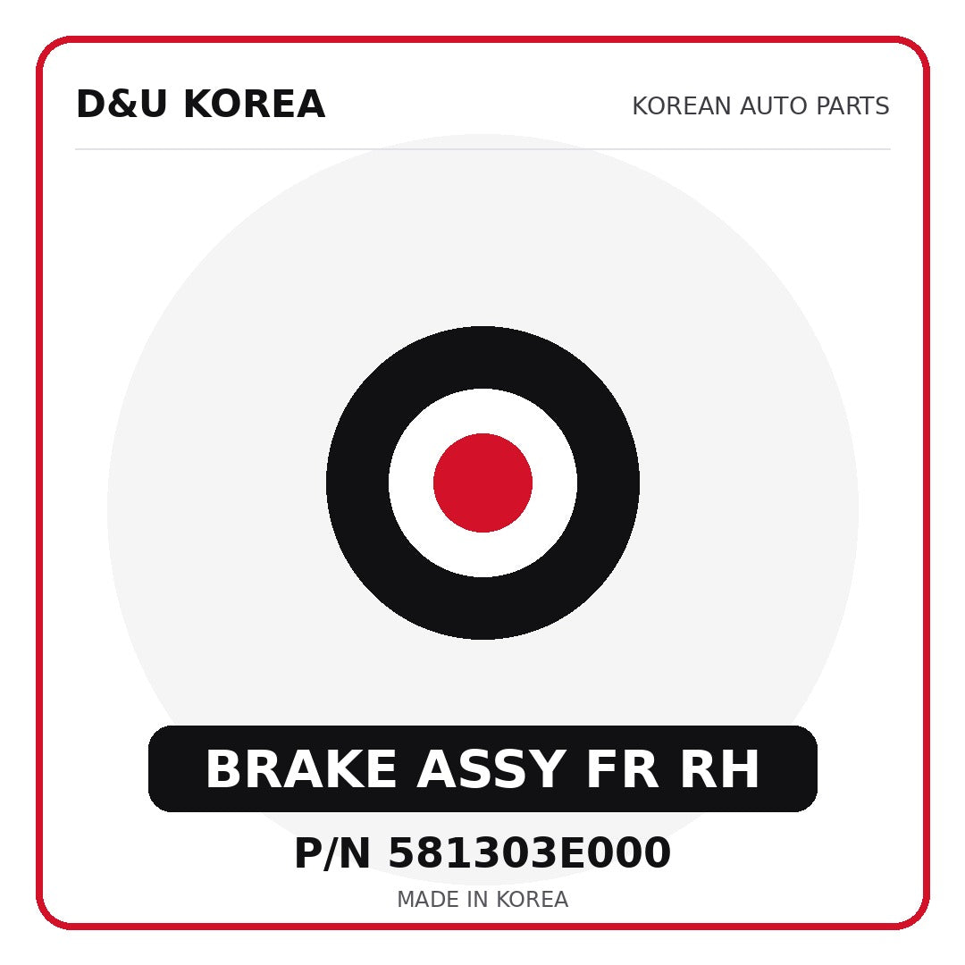 Genuine Mobis BRAKE ASSY FR RH 581303E000 - Korean auto parts from D&U Korea