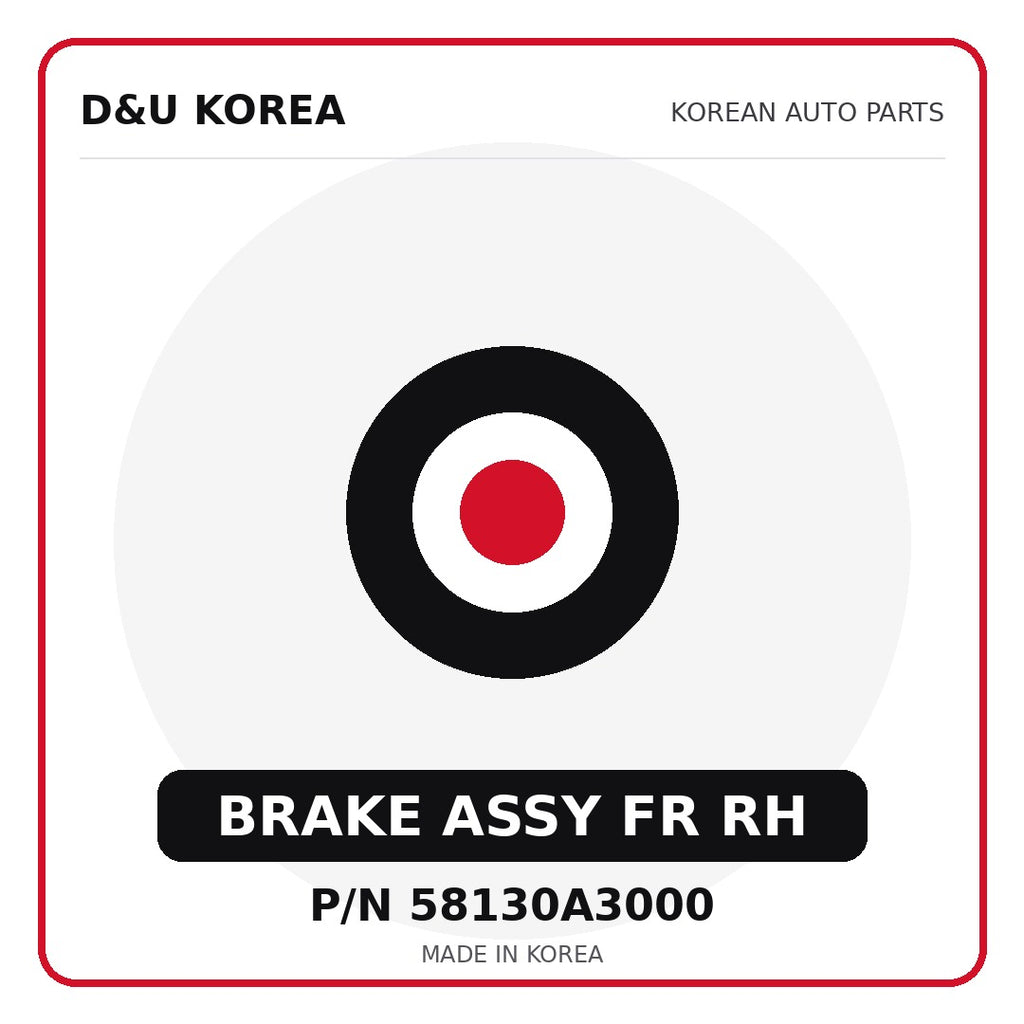 Genuine Mobis BRAKE ASSY FR RH 58130A3000 - Korean auto parts from D&U Korea