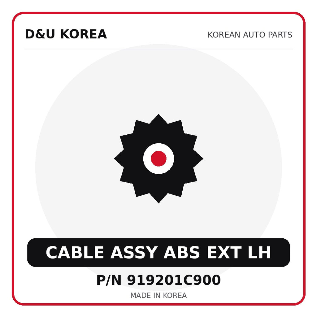 Genuine Mobis CABLE ASSY ABS EXT LH 919201C900 - Korean auto parts from D&U Korea