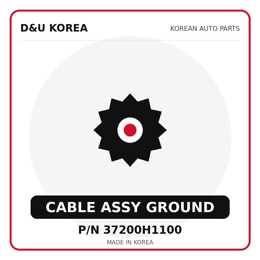 Genuine Mobis CABLE ASSY GROUND 37200H1100 - Korean auto parts from D&U Korea