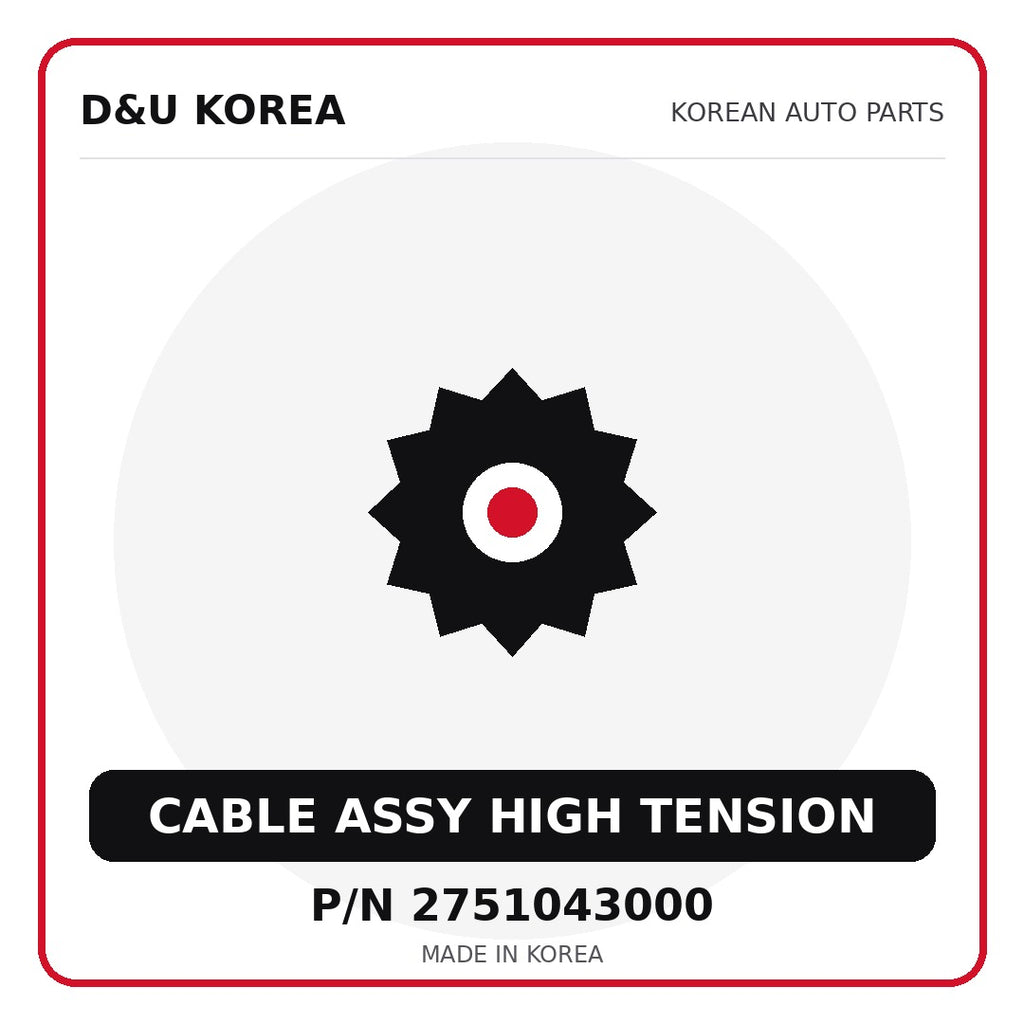 Genuine Mobis CABLE ASSY HIGH TENSION 2751043000 - Korean auto parts from D&U Korea