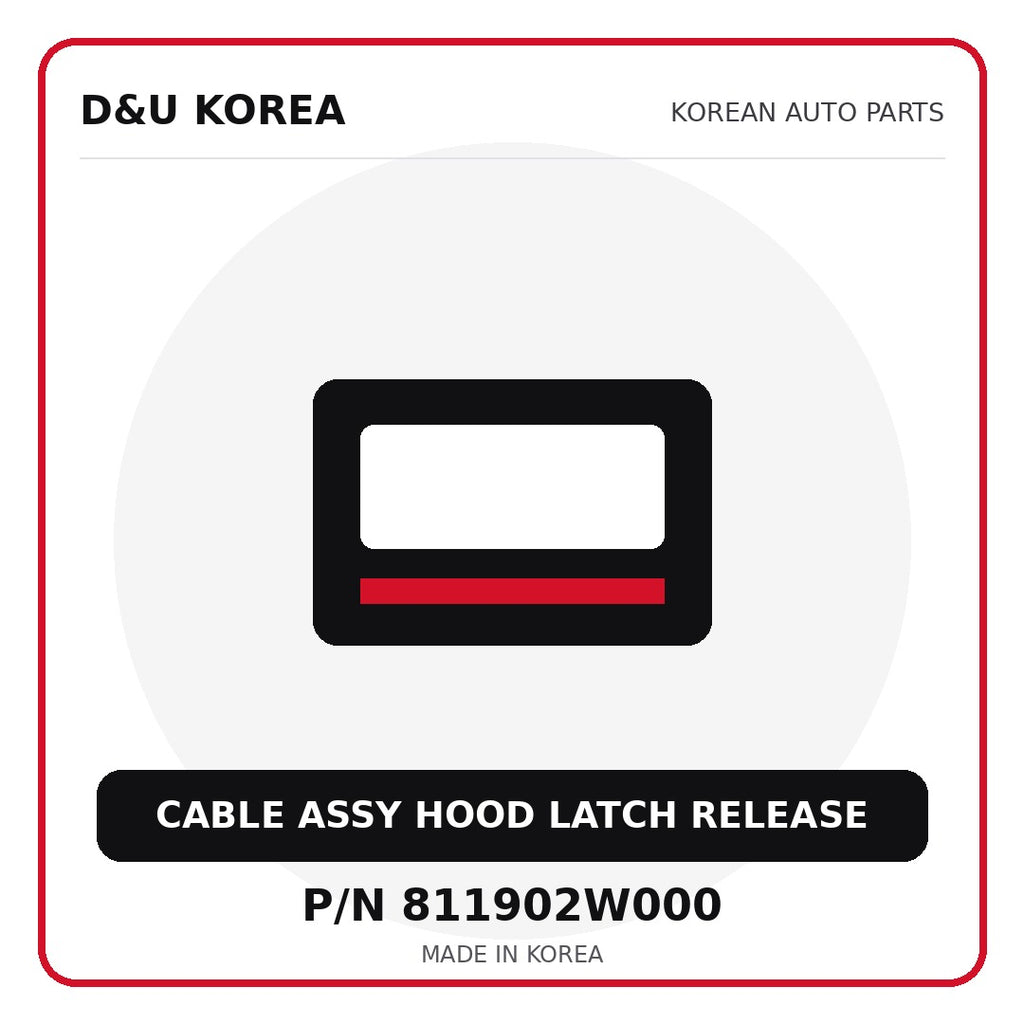 Genuine Mobis CABLE ASSY HOOD LATCH RELEASE 811902W000 - Korean auto parts from D&U Korea