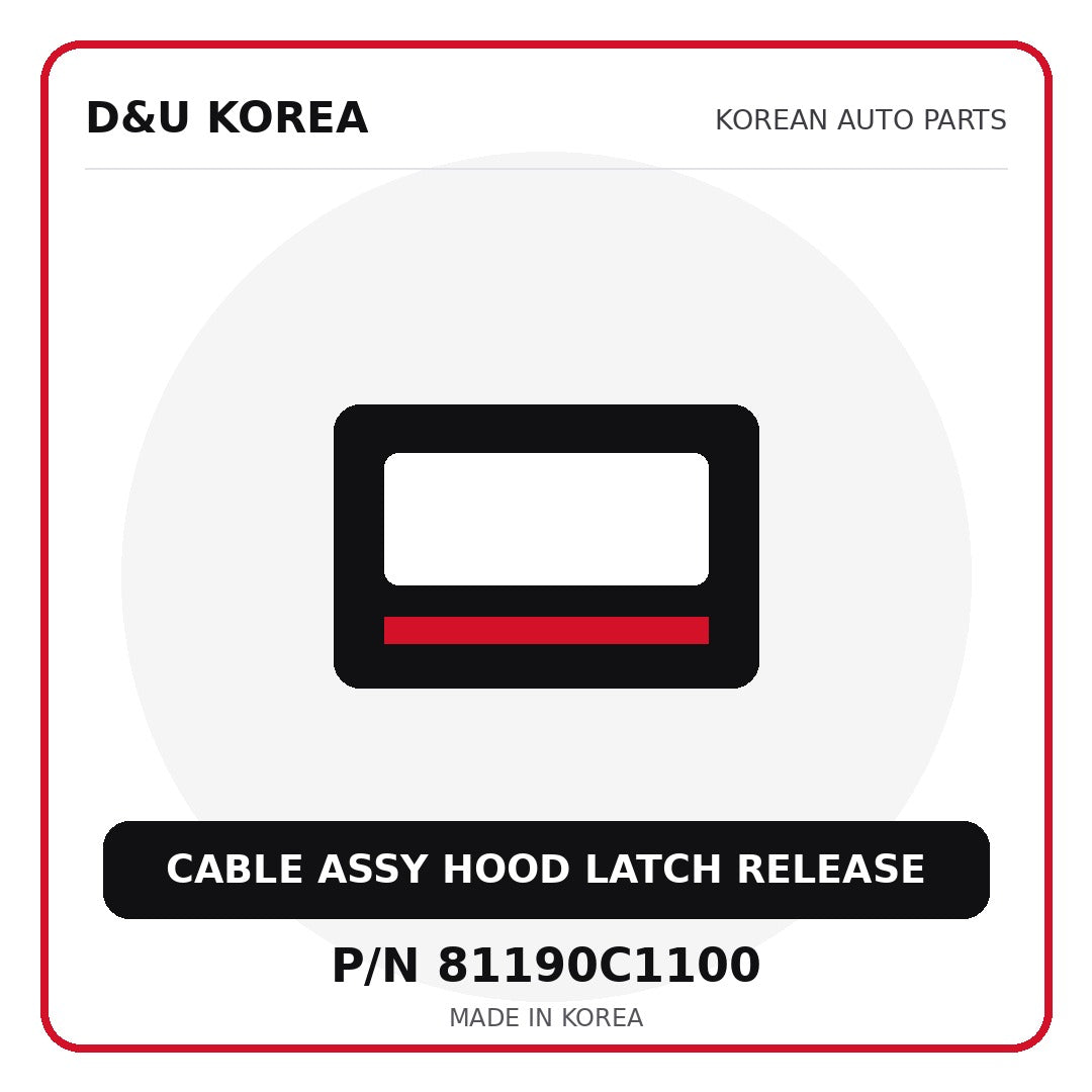 Genuine Mobis CABLE ASSY HOOD LATCH RELEASE 81190C1100 for Korean vehicles | D&U Korea