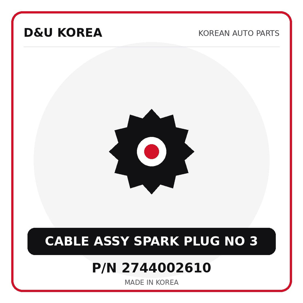 Genuine Mobis CABLE ASSY SPARK PLUG NO 3 2744002610 - Korean auto parts from D&U Korea