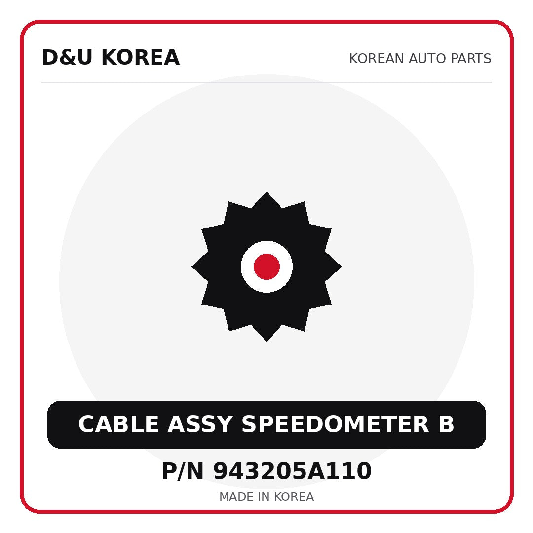 Genuine Mobis CABLE ASSY SPEEDOMETER B 943205A110 for Korean vehicles | D&U Korea