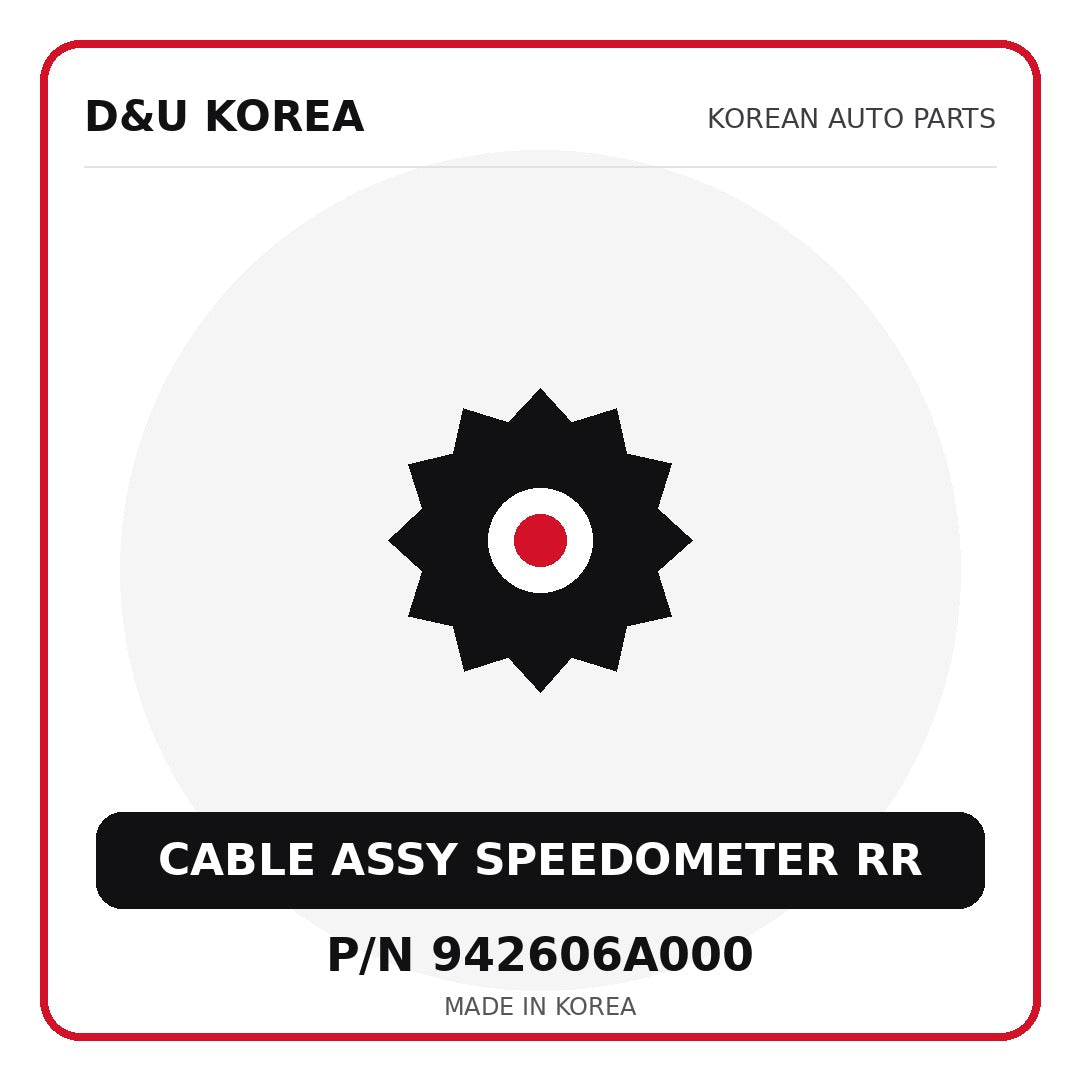 Genuine Mobis CABLE ASSY SPEEDOMETER RR 942606A000 for Korean vehicles | D&U Korea