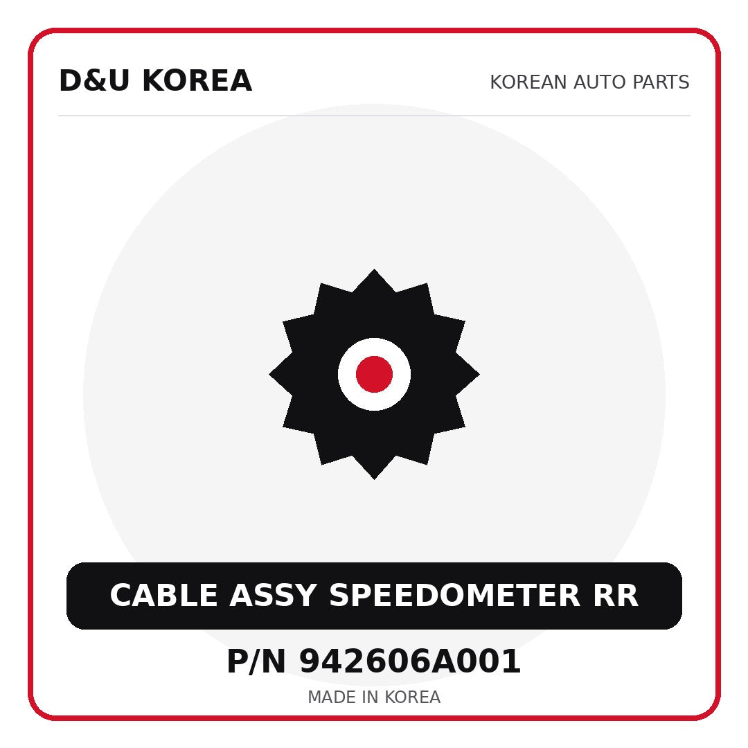 Genuine Mobis CABLE ASSY SPEEDOMETER RR 942606A001 for Korean vehicles | D&U Korea