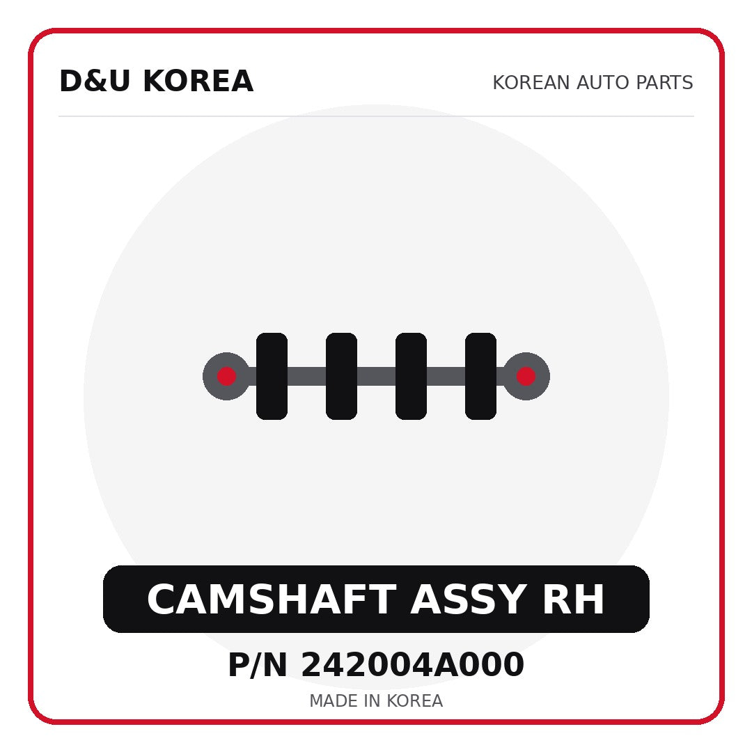 Genuine Mobis CAMSHAFT ASSY RH 242004A000 - Korean auto parts from D&U Korea