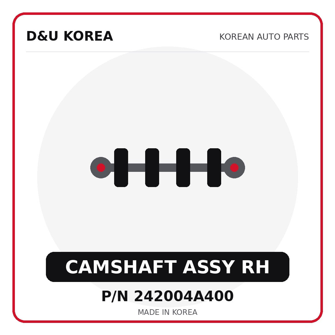 Genuine Mobis CAMSHAFT ASSY RH 242004A400 - Korean auto parts from D&U Korea
