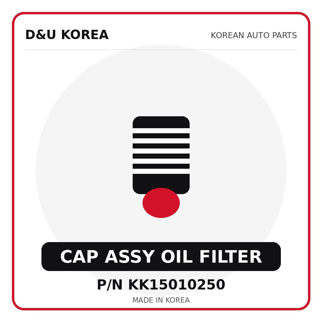 Genuine Mobis CAP ASSY OIL FILTER KK15010250 for Korean vehicles | D&U Korea