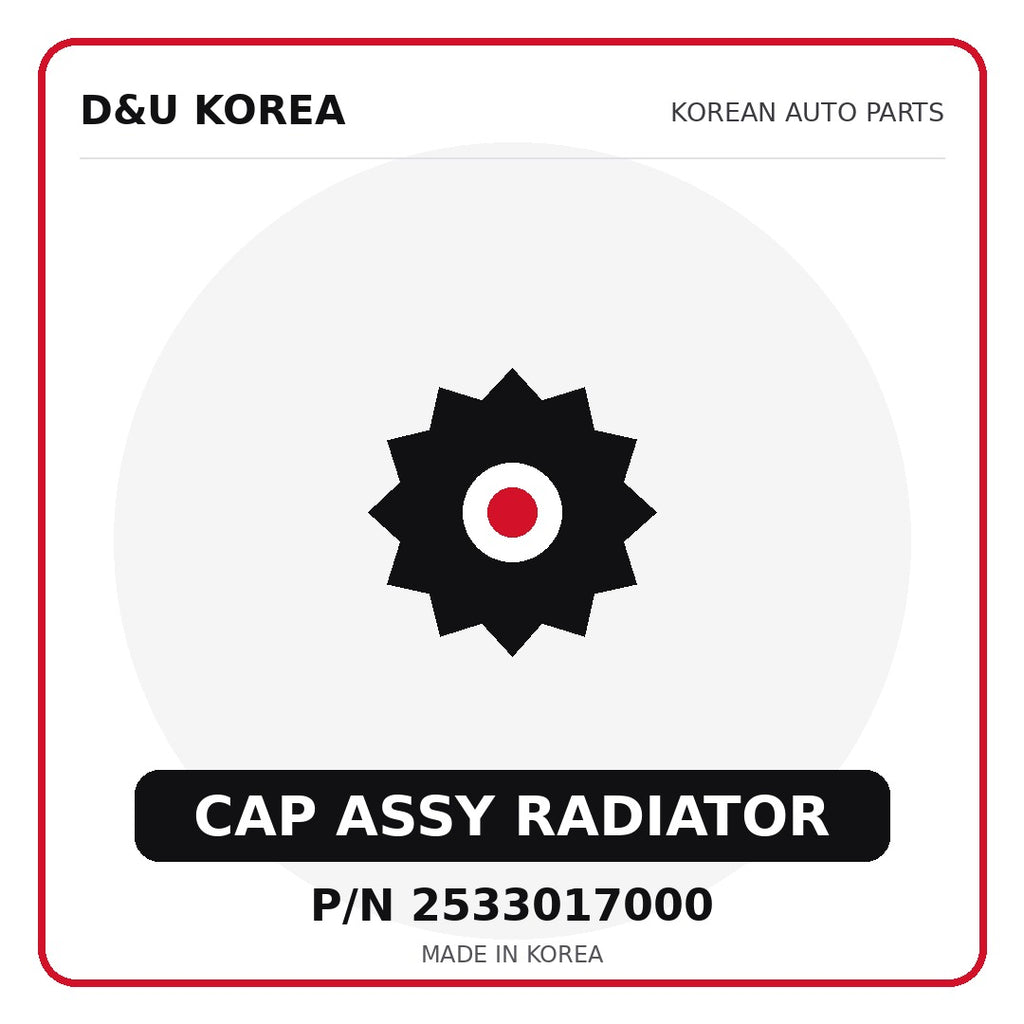 Genuine Mobis CAP ASSY RADIATOR 2533017000 - Korean auto parts from D&U Korea