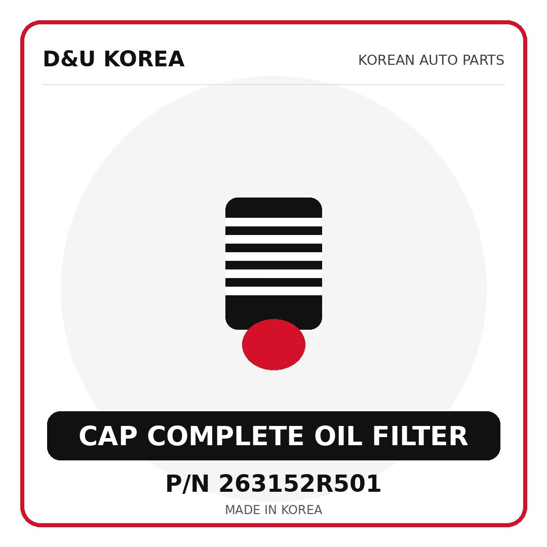 Genuine Mobis CAP COMPLETE OIL FILTER 263152R501 - Korean auto parts from D&U Korea