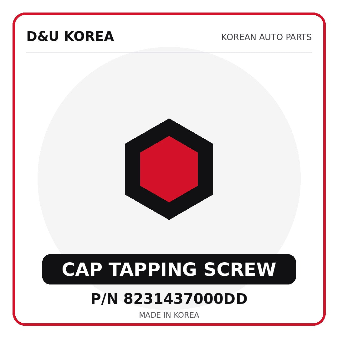Genuine Mobis CAP TAPPING SCREW 8231437000DD - Korean auto parts from D&U Korea