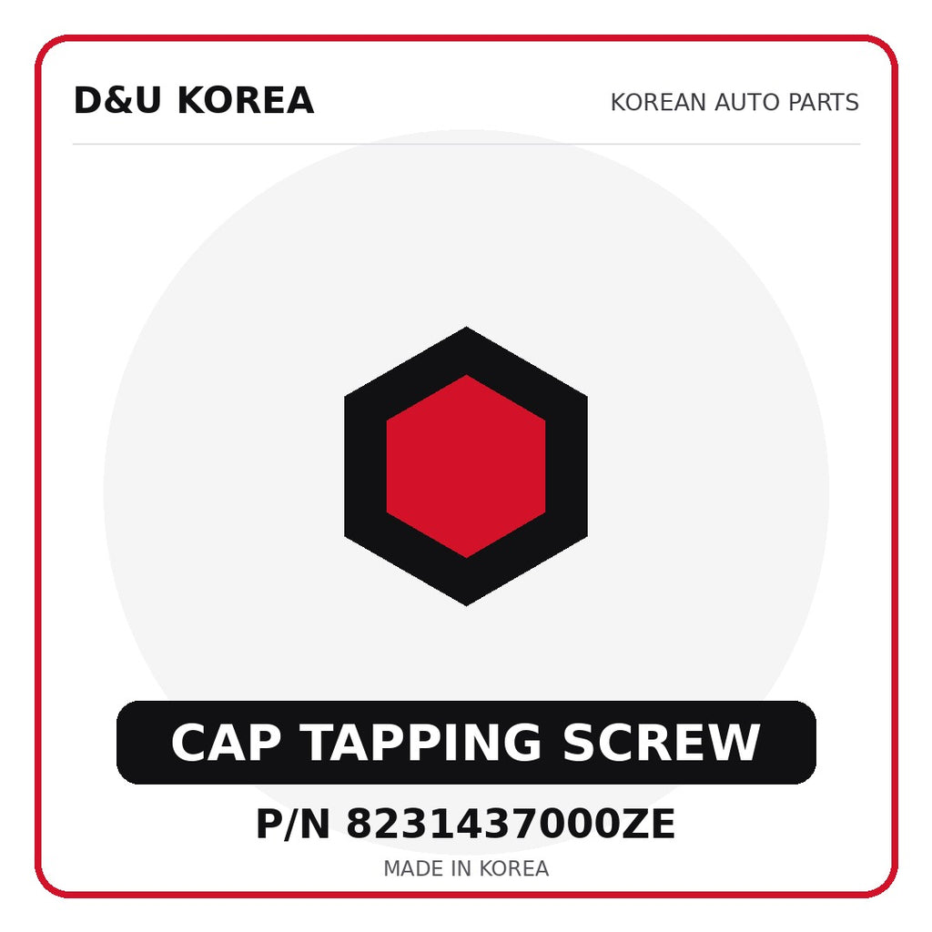Genuine Mobis CAP TAPPING SCREW 8231437000ZE - Korean auto parts from D&U Korea