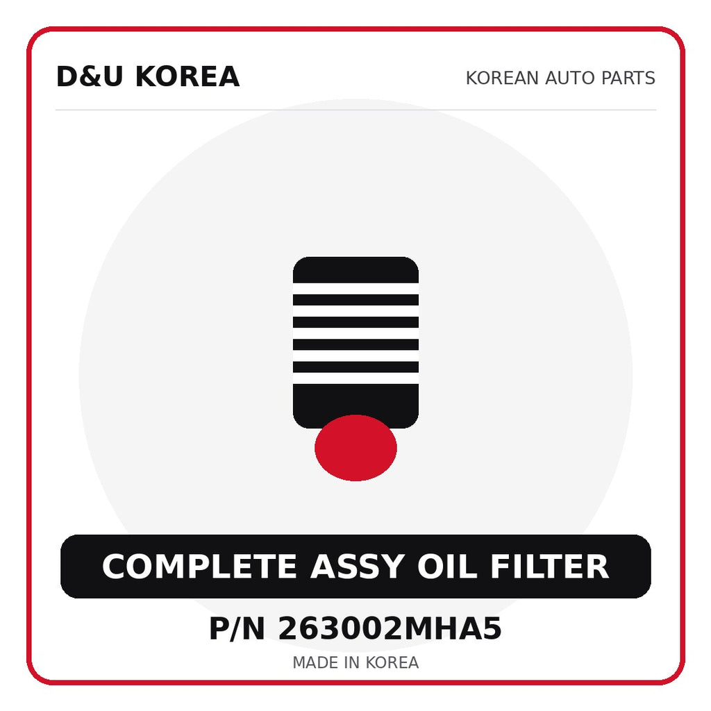 Genuine Mobis COMPLETE ASSY OIL FILTER 263002MHA5 for Korean vehicles | D&U Korea