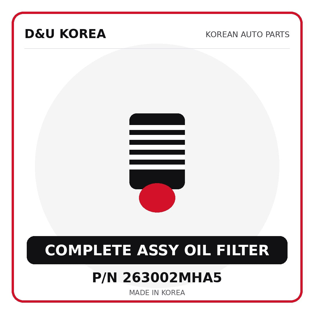Genuine Mobis COMPLETE ASSY OIL FILTER 263002MHA5 for Korean vehicles | D&U Korea