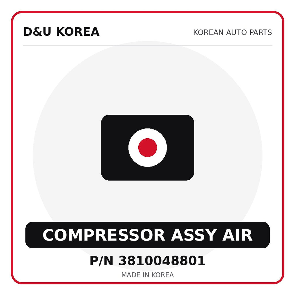 Genuine Mobis COMPRESSOR ASSY AIR 3810048801 - Korean auto parts from D&U Korea