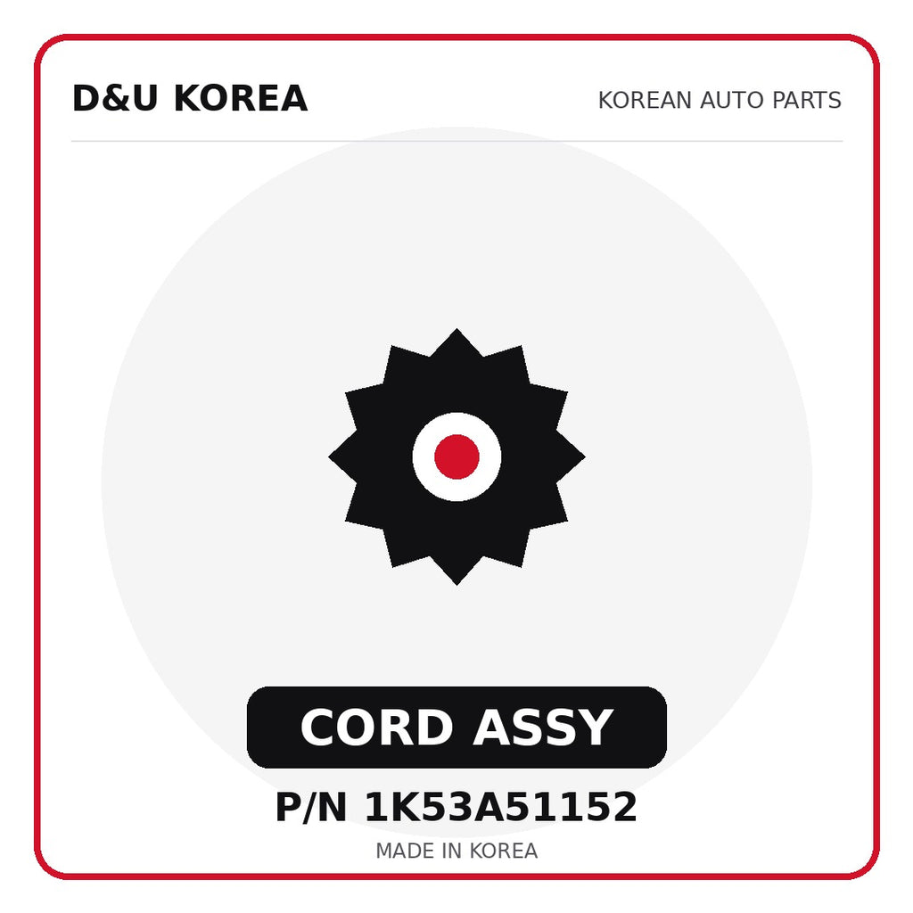 Genuine Mobis CORD ASSY 1K53A51152 for Korean vehicles | D&U Korea