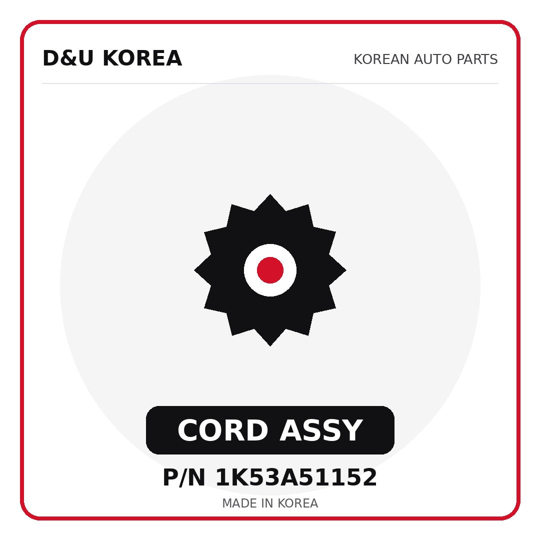 Genuine Mobis CORD ASSY 1K53A51152 for Korean vehicles | D&U Korea