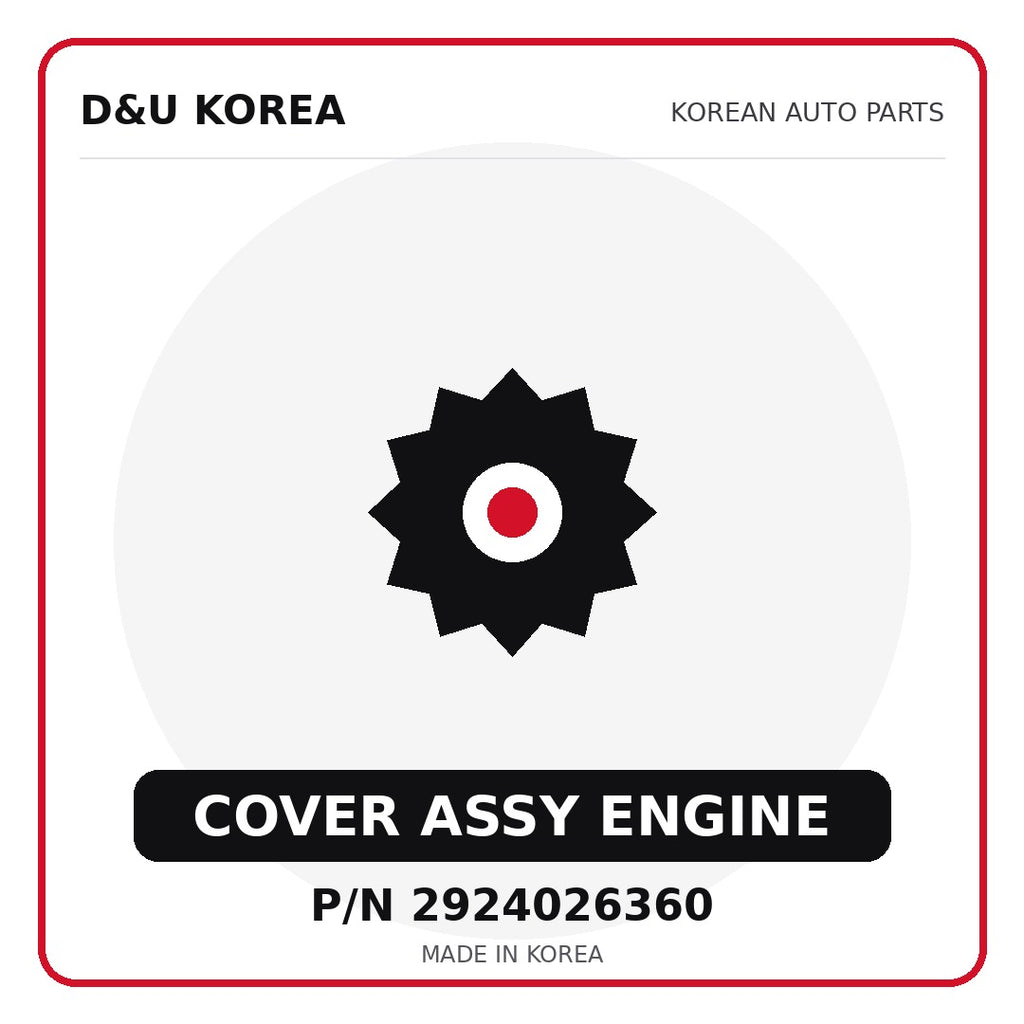 Genuine Mobis COVER ASSY ENGINE 2924026360 - Korean auto parts from D&U Korea