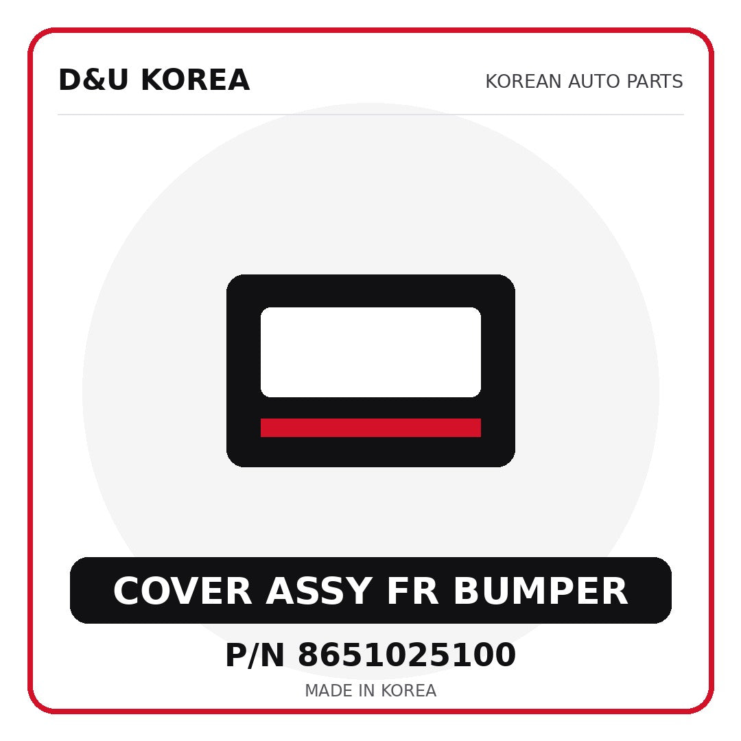 Genuine Mobis COVER ASSY FR BUMPER 8651025100 - Korean auto parts from D&U Korea