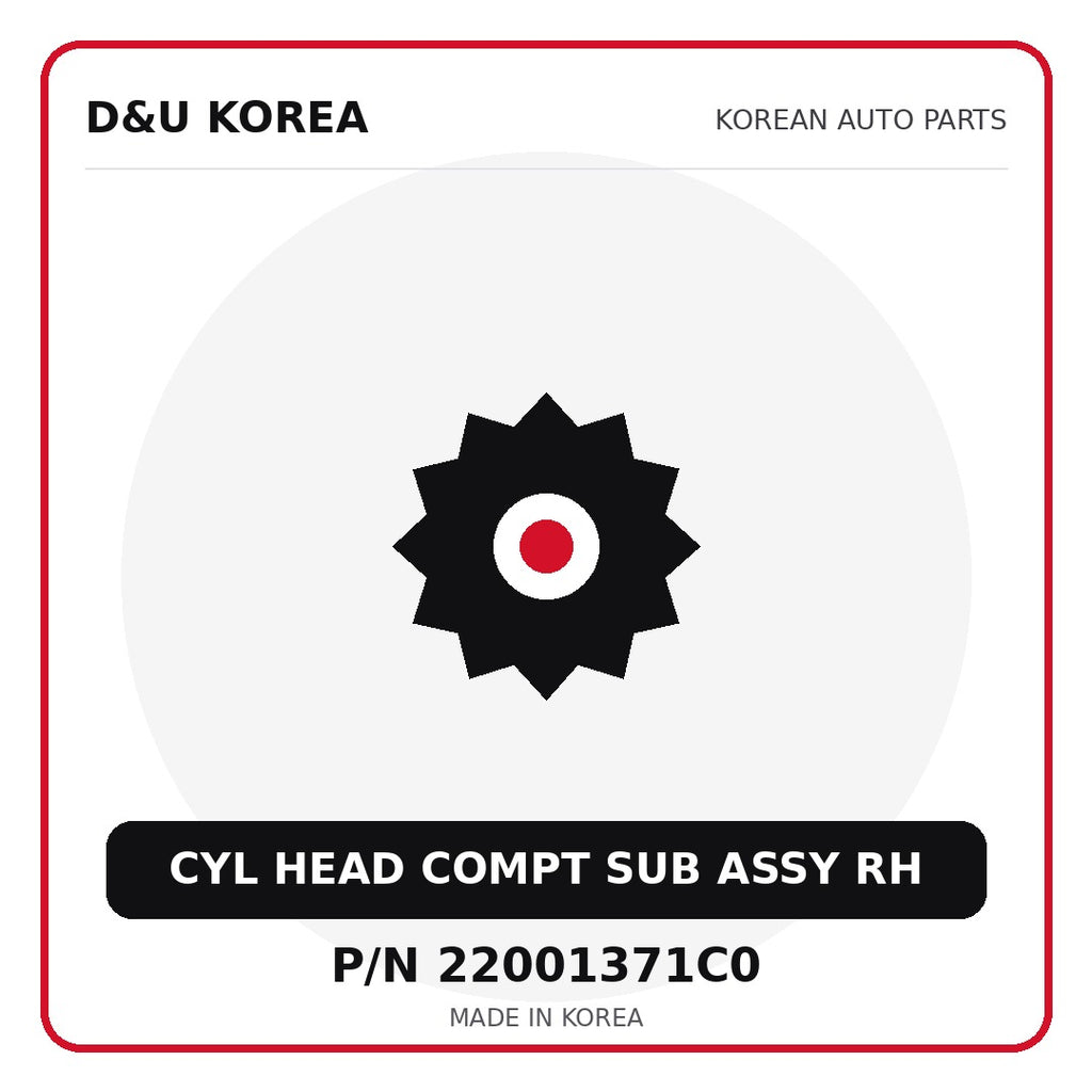 Genuine Mobis CYL HEAD COMPT SUB ASSY RH 22001371C0 - Korean auto parts from D&U Korea