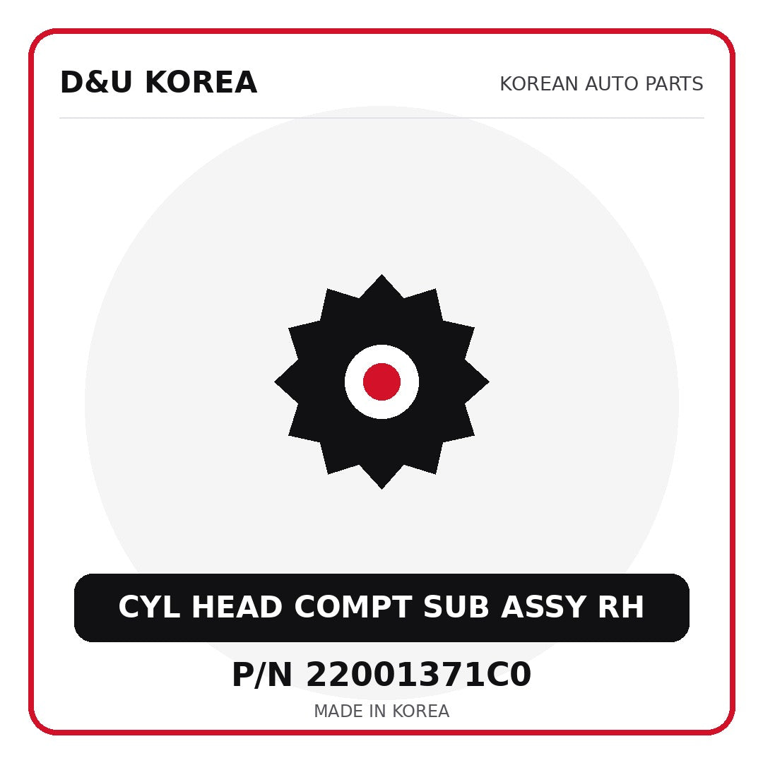 Genuine Mobis CYL HEAD COMPT SUB ASSY RH 22001371C0 - Korean auto parts from D&U Korea