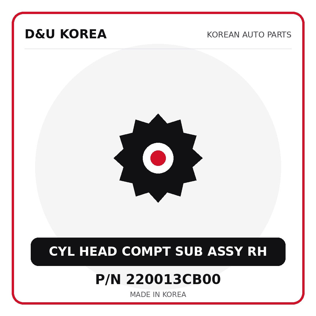 Genuine Mobis CYL HEAD COMPT SUB ASSY RH 220013CB00 - Korean auto parts from D&U Korea