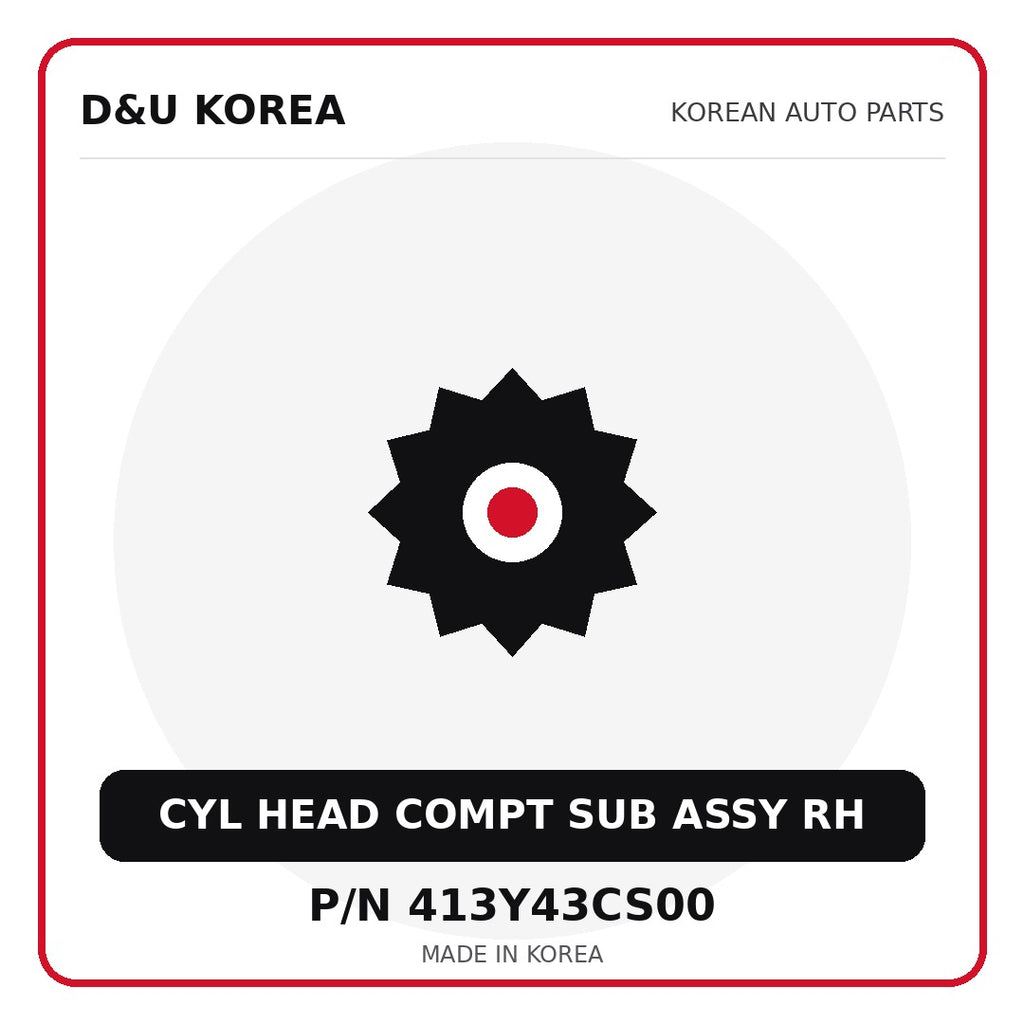 Genuine Mobis CYL HEAD COMPT SUB ASSY RH 413Y43CS00 - Korean auto parts from D&U Korea