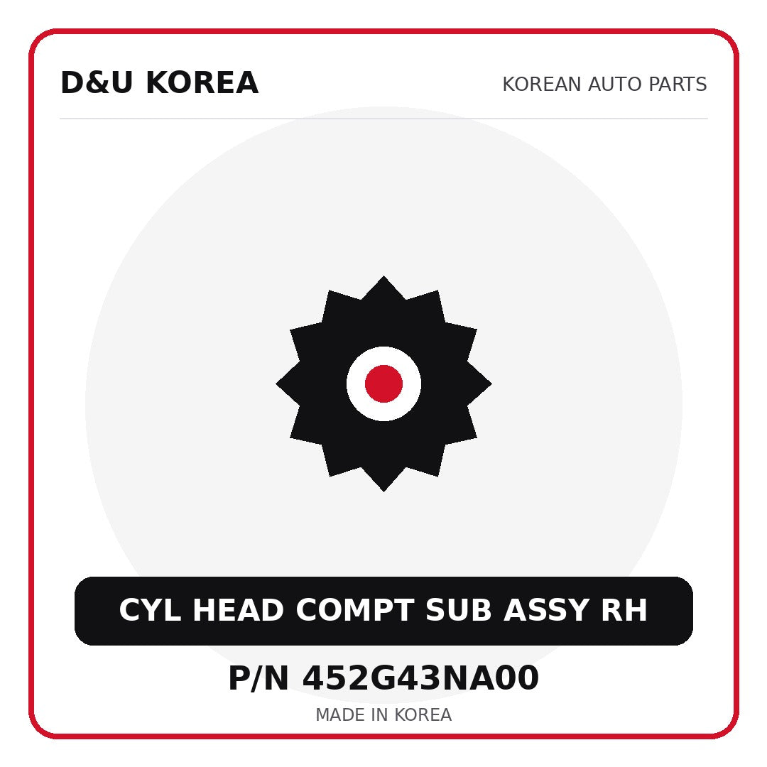Genuine Mobis CYL HEAD COMPT SUB ASSY RH 452G43NA00 - Korean auto parts from D&U Korea