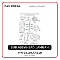 SUB ASSY-HEAD LAMP,RH