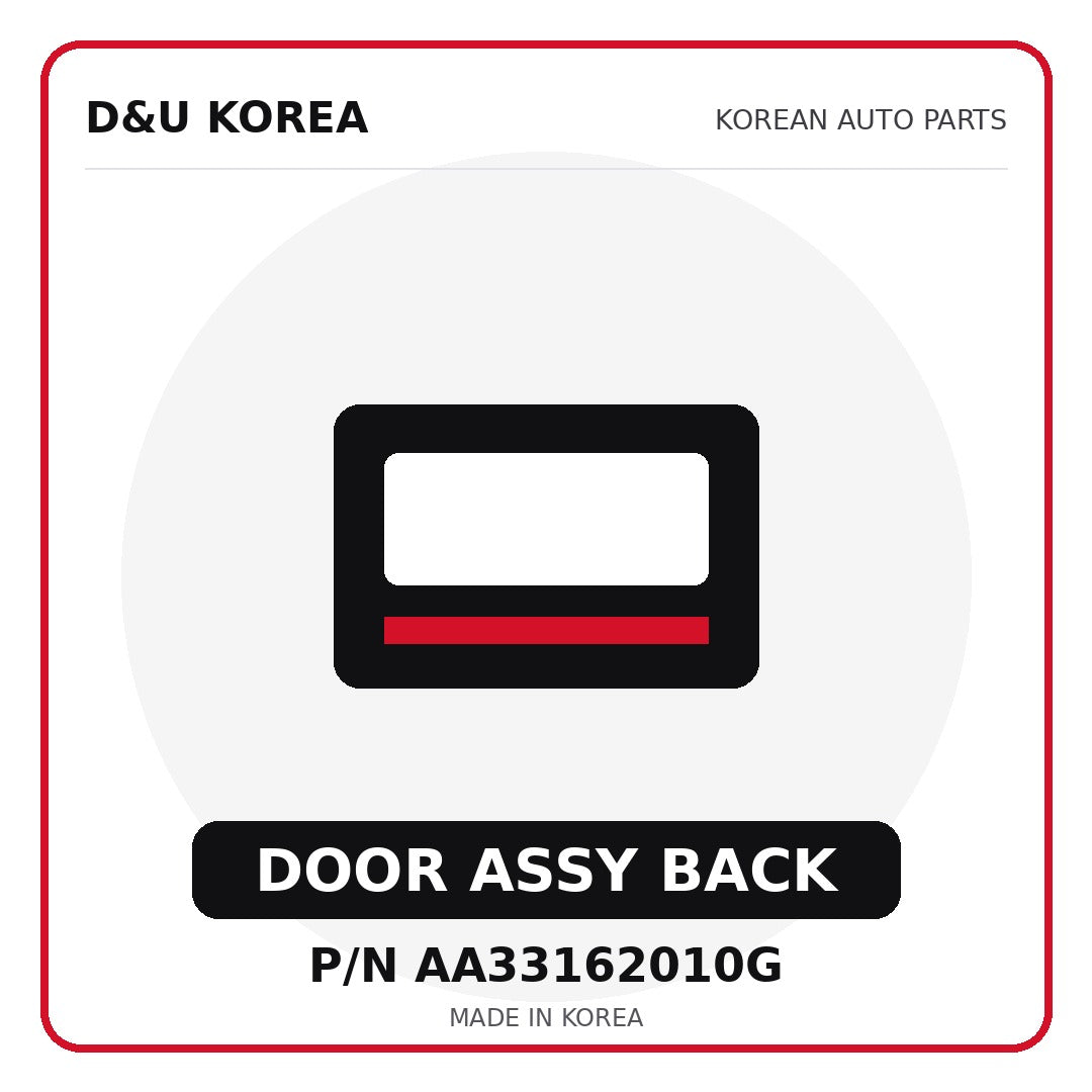 Genuine Mobis DOOR ASSY BACK AA33162010G for Korean vehicles | D&U Korea
