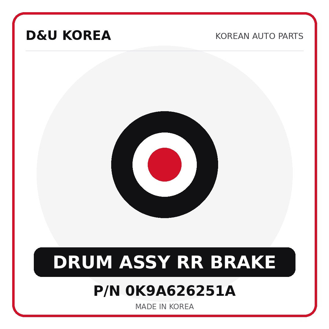 Genuine Mobis DRUM ASSY RR BRAKE 0K9A626251A - Korean auto parts from D&U Korea