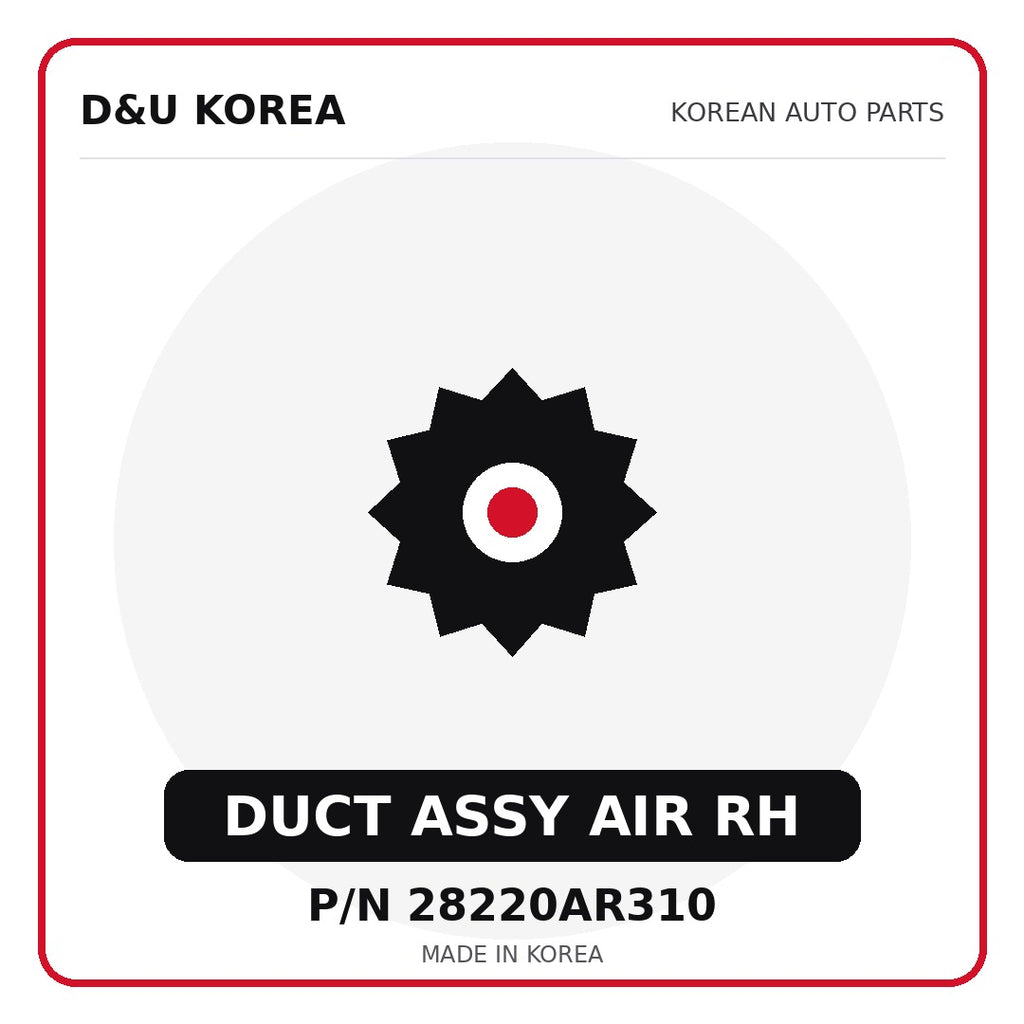 Genuine Mobis DUCT ASSY AIR RH 28220AR310 - Korean auto parts from D&U Korea