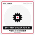 Genuine Mobis DUCT ASSY SIDE AIR VENT RH 97490B2000BNF for Korean vehicles | D&U Korea