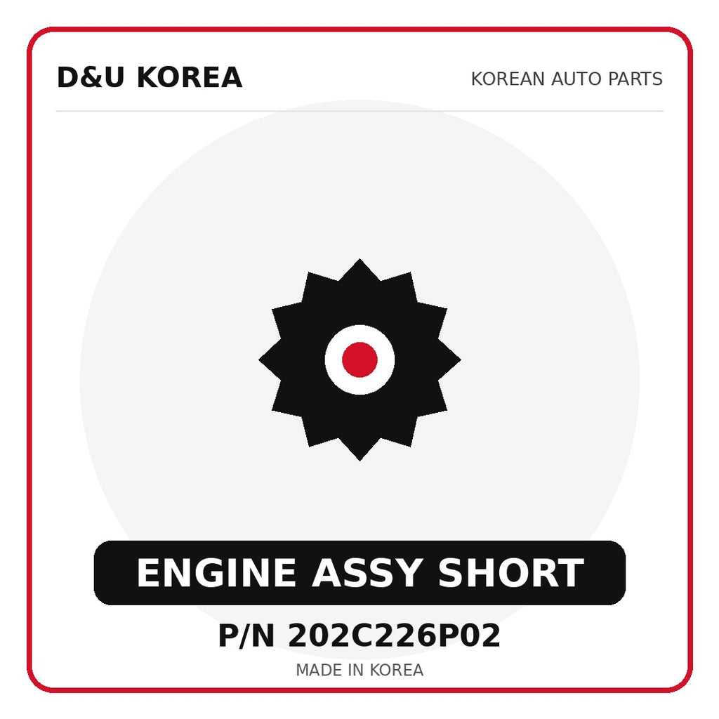 Genuine Mobis ENGINE ASSY SHORT 202C226P02 - Korean auto parts from D&U Korea
