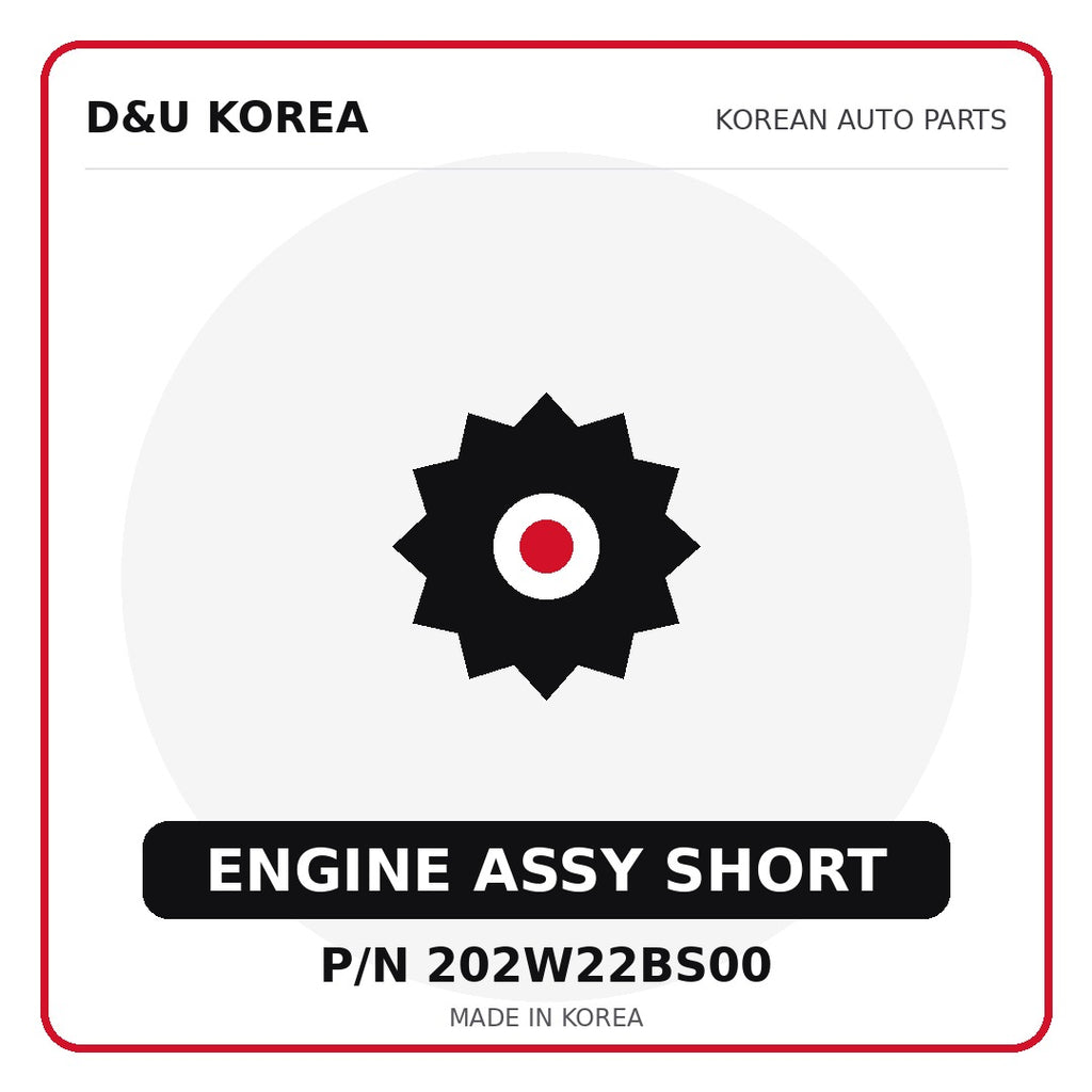 Genuine Mobis ENGINE ASSY SHORT 202W22BS00 - Korean auto parts from D&U Korea