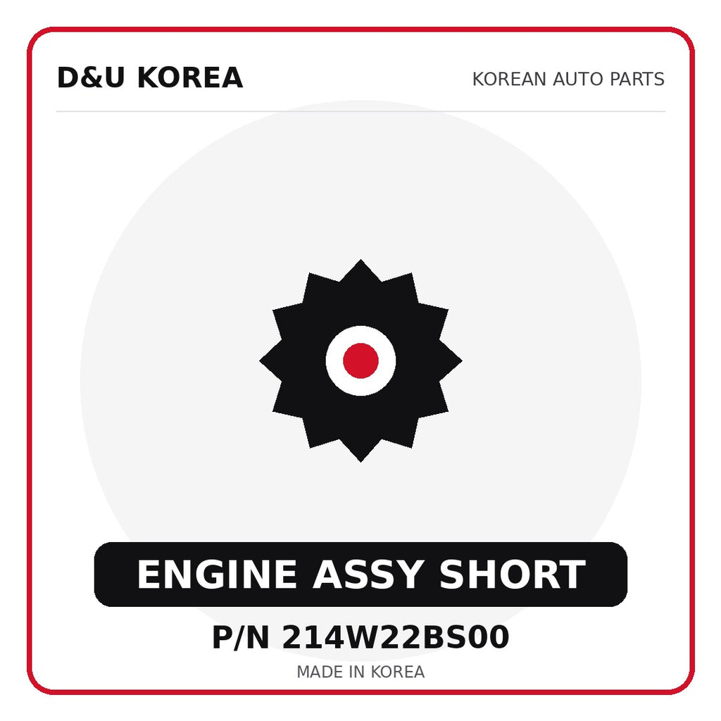 Genuine Mobis ENGINE ASSY SHORT 214W22BS00 - Korean auto parts from D&U Korea