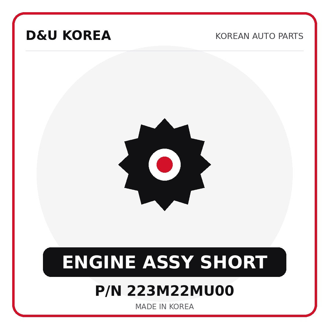 Genuine Mobis ENGINE ASSY SHORT 223M22MU00 - Korean auto parts from D&U Korea